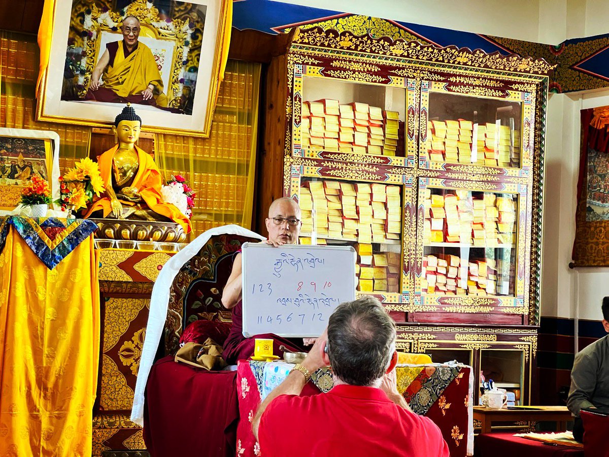 bobbydevito's tweet photo. Geshe La is hammering on the 12 Links of Dependent Origination today in class. He is indefatigable, even with a cold. The dharma must be taught 🙏
#freetibet
#ltwa
#dharma https://t.co/YrrEDWIjPr