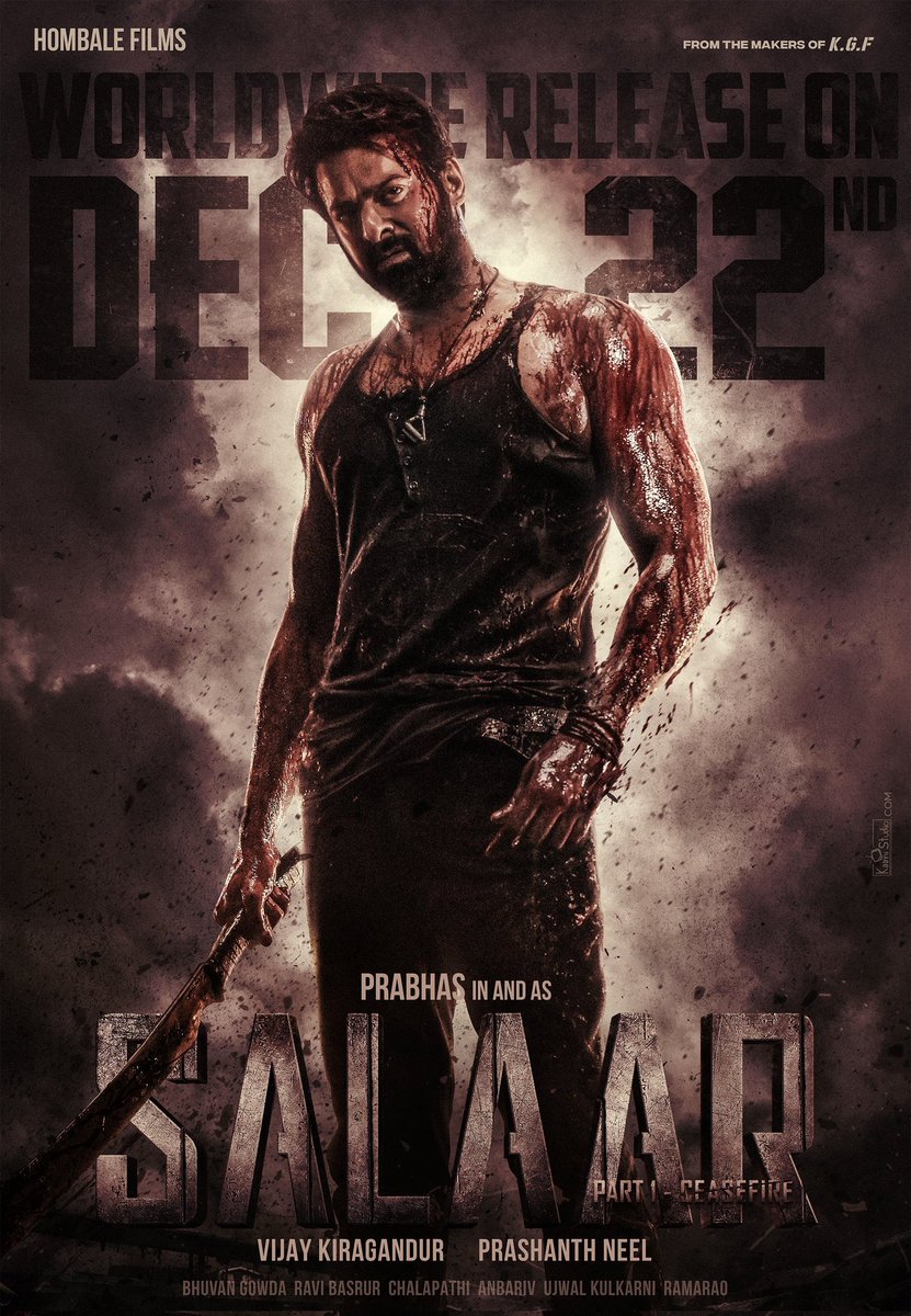 iGK_World's tweet photo. December will be firing on SCREEN

#SalaarCeaseFire Worldwide Release On Dec 22, 2023.

#Salaar #Prabhas #PrashanthNeel @PrithviOfficial @shrutihaasan @hombalefilms #VijayKiragandur @anbariv @SalaarTheSaga

#SalaarCeaseFireOnDec22 https://t.co/p92jhRB2XV