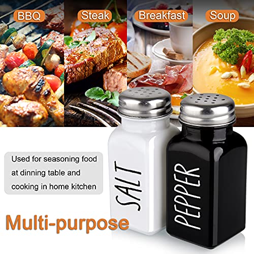 Bivvclaz Salt and Pepper Shakers Set, Cute Glass Spice Shaker with Stainless Steel Lid, Black and White Kitchen Table Decor and Accessories for Counter, for Kitchen Wedding Gifts, 2.7oz Each kitchengardengadget.com/product/bivvcl… #saltandpeppershakers #saltandpepper #peppershaker #pepper