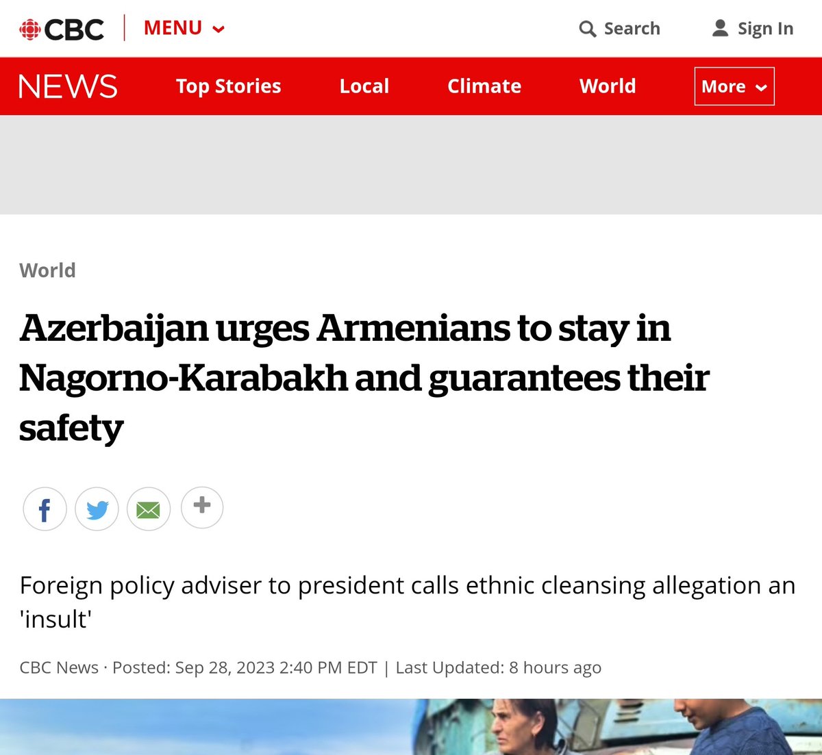 HikmetHajiyev's tweet photo. Azerbaijan's vision is to ensure Azerbaijanis and Armenians living "side by side in dignity and in prosperity and mutual respect."

Azerbaijani side continues to make its appeal to the local population that security is guaranteed.... But in the meantime, we respect freedom of movement. It is a sovereign and individual choice of everyone.
https://t.co/terhygKdMl