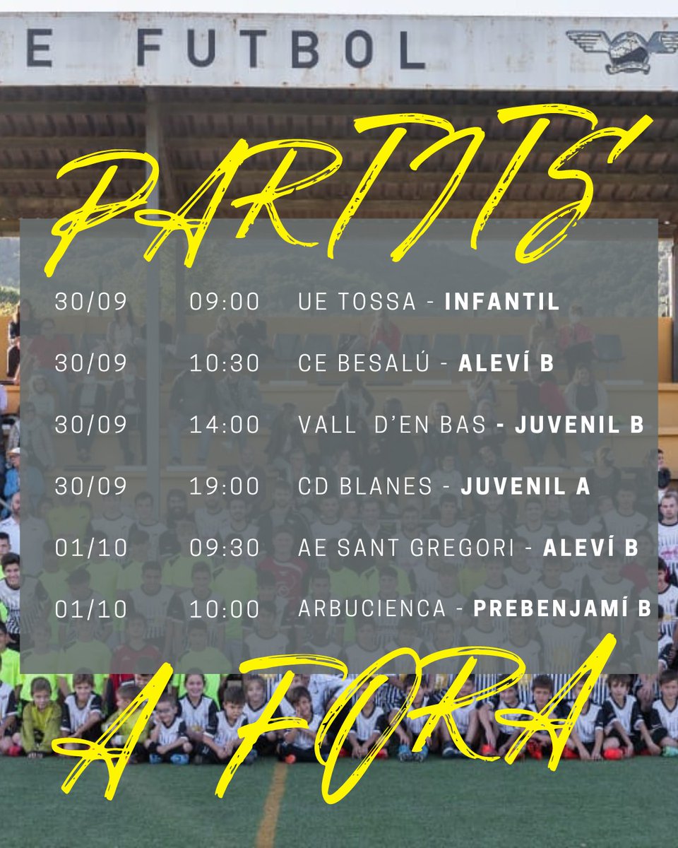 Partits del cap de setmana.
La majoria d'equips ja inicien les seves lligues.
Molta sort!
#somindius