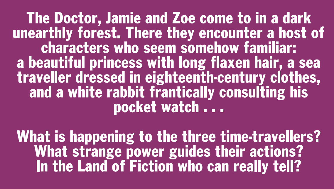 DWUDatabase's tweet photo. Quick question for knowledgeable #DoctorWho fans. Where does the term "Land of Fiction" come from? It isn't in the script of the #MindRobber (https://t.co/OQJkvEPNsb) or in the text of the novelization (although it is on the back cover blurb). https://t.co/qo2b9mPaVH