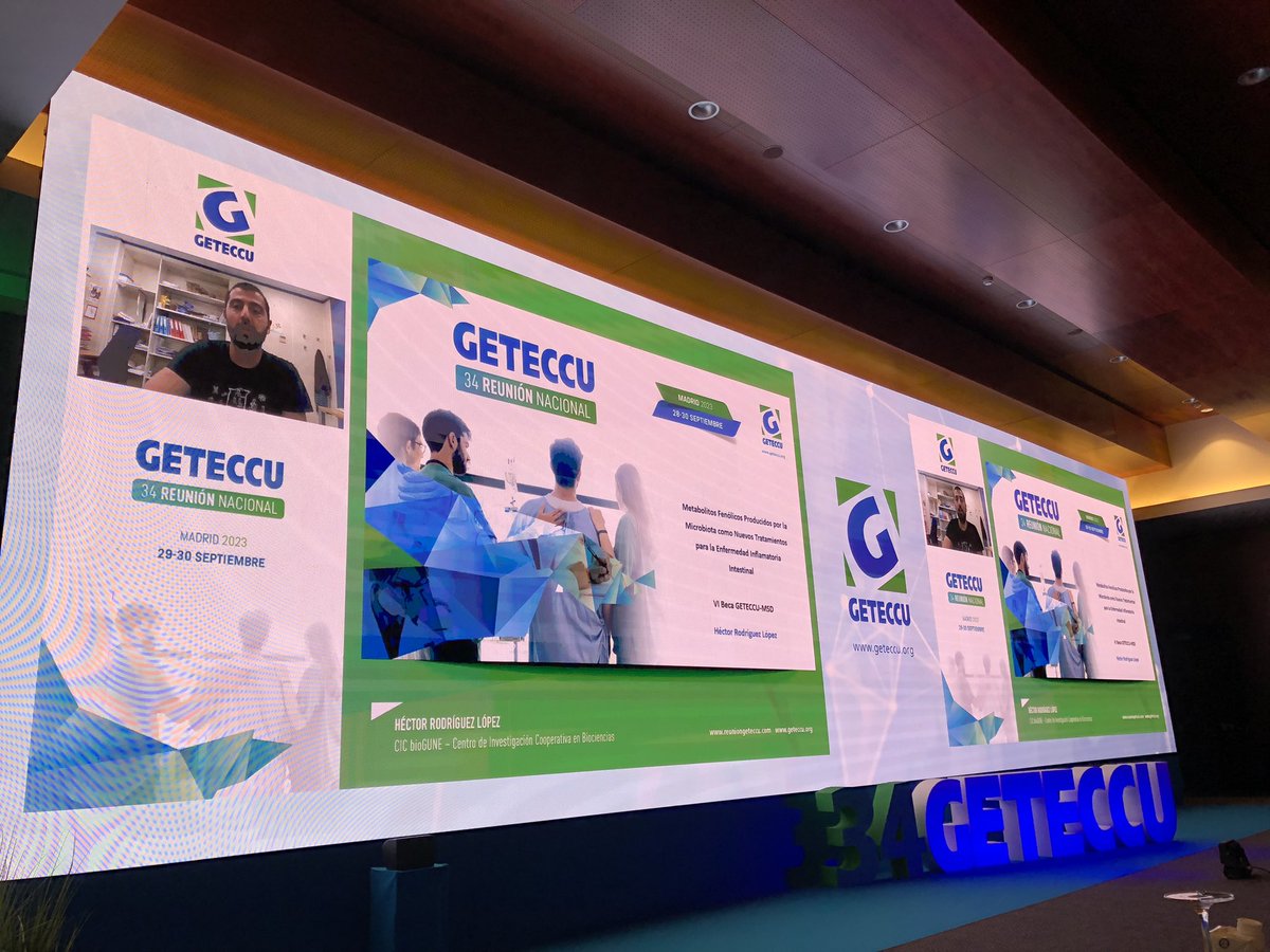 #GETECCU23 | 🗣Es el turno de Héctor Rodriguez López, del CIC bioGUN - Centro Investigación Cooperativa en Biociencias. 

Expone su proyecto 👉  'Metabolitos Fenólicos producidos por la Microbiota como nuevos tratamientos para la EII’.
