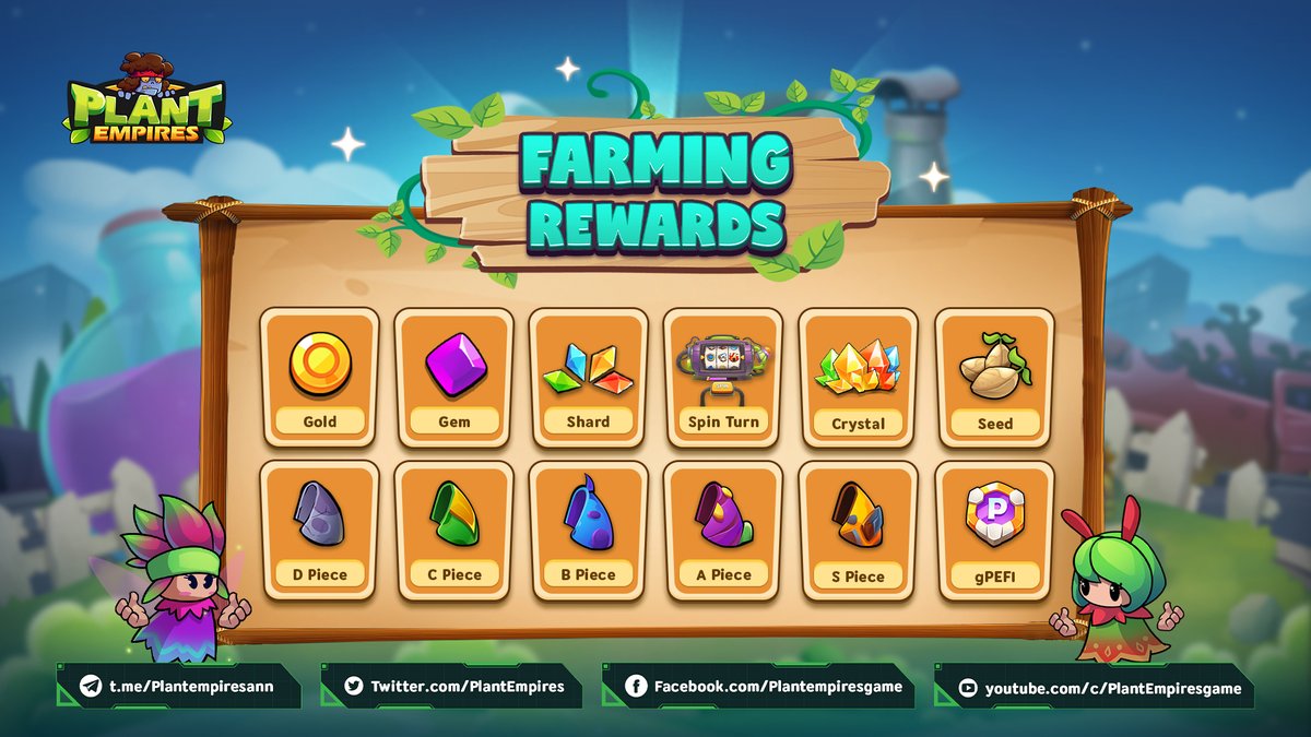 🌟🌾 FARM &amp; EARN IN PLANT EMPIRES! 🌾🌟

Harvest Gold, gems, crystals, seeds, #PEFI, &amp; egg pieces. 

Rewards vary randomly. Protect your farm to claim riches! 🛡️🌱

Learn more: shorturl.at/tNQUV 

#PlantEmpire #Farming