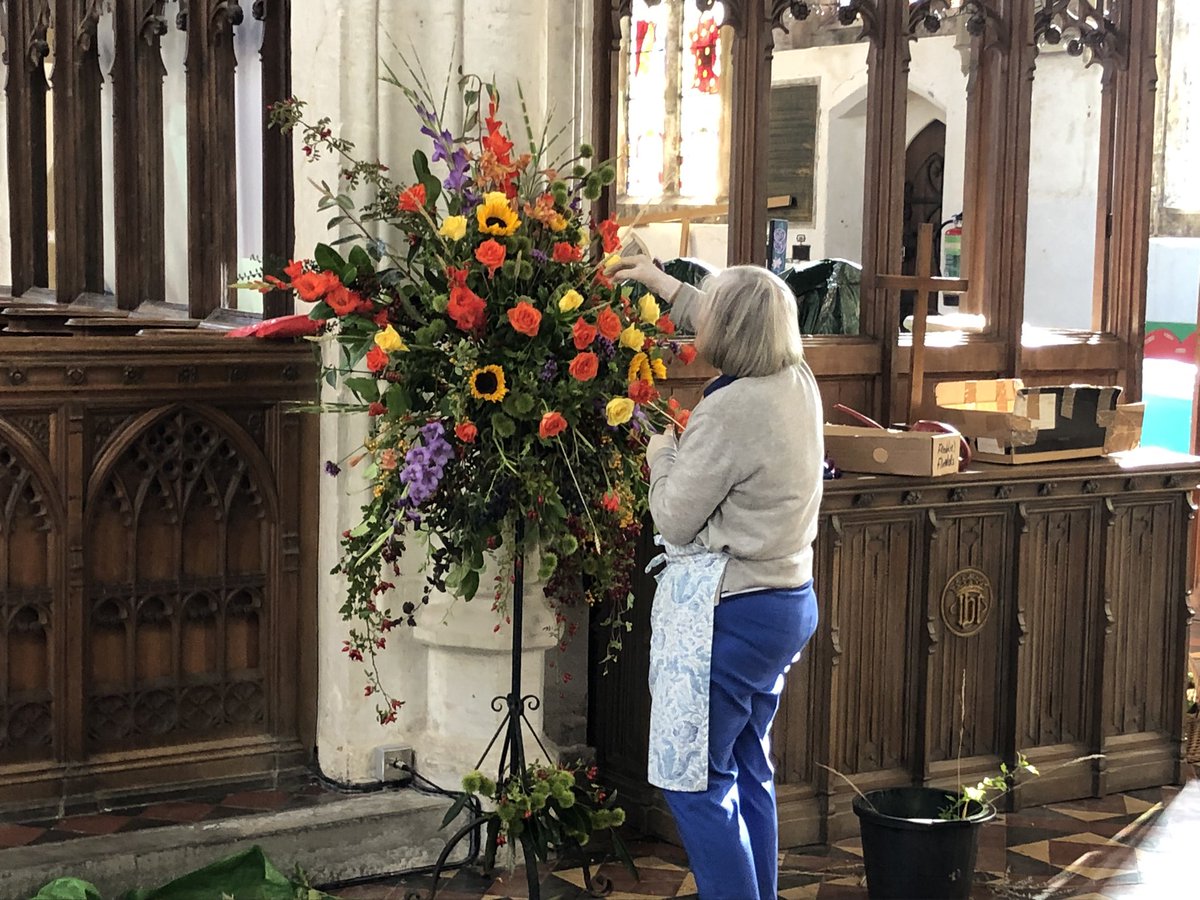 victorshannock's tweet image. They’re decorating the church Holy Trinity at Long Melford for Harvest Festival on Sunday