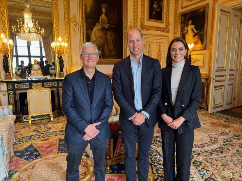Not the Prince and Princess of Wales having THE Tim Cook, CEO of Apple Inc meet with them at Windsor Castle regarding their projects on Environment & Mental health among other things🤩🔥🔥Oh This couple is focused on their goals and something is cooking!#whatsCooking