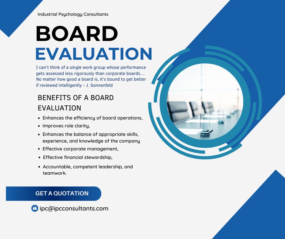 ipcconsultants's tweet photo. π’ Enhance board performance with Board Evaluation! π€π Discover the benefits of assessing and optimizing board effectiveness. π For a quote on our expert Board Evaluation services, contact us at ipc@ipcconsultants.com. π§πΌ
#BoardEvaluation #IPCConsultants https://t.co/MTRXEzN2oT