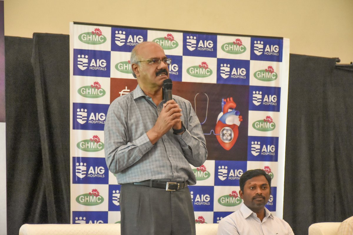 #WorldHeartDay.. Team AIG Hospitals conducted a free cardiac preventive health camp for all sanitation workers of GHMC. Thanking GHMC workers for their untiring efforts towards Clean Hyderabad. #CardiacHealth #GHMC