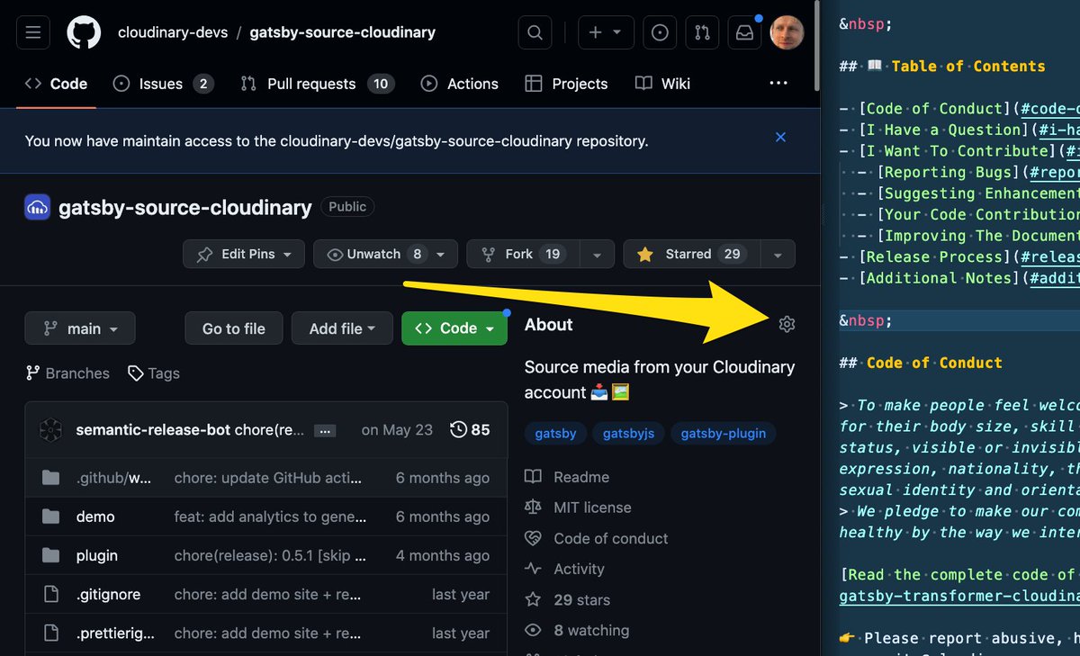 OlaHolstVea's tweet image. - I added the “hacktoberfest” topic to our GitHub repository to opt-in to Hacktoberfest
Next step is to write up the issues we'd like help with.
@cloudinary is soon ready for #Hacktoberfest
github.com/cloudinary-dev…
#gatsbyjs is not dead