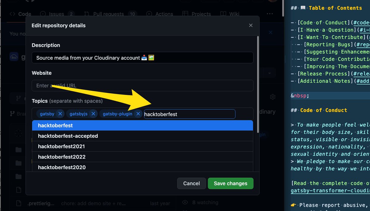 OlaHolstVea's tweet image. - I added the “hacktoberfest” topic to our GitHub repository to opt-in to Hacktoberfest
Next step is to write up the issues we'd like help with.
@cloudinary is soon ready for #Hacktoberfest
github.com/cloudinary-dev…
#gatsbyjs is not dead