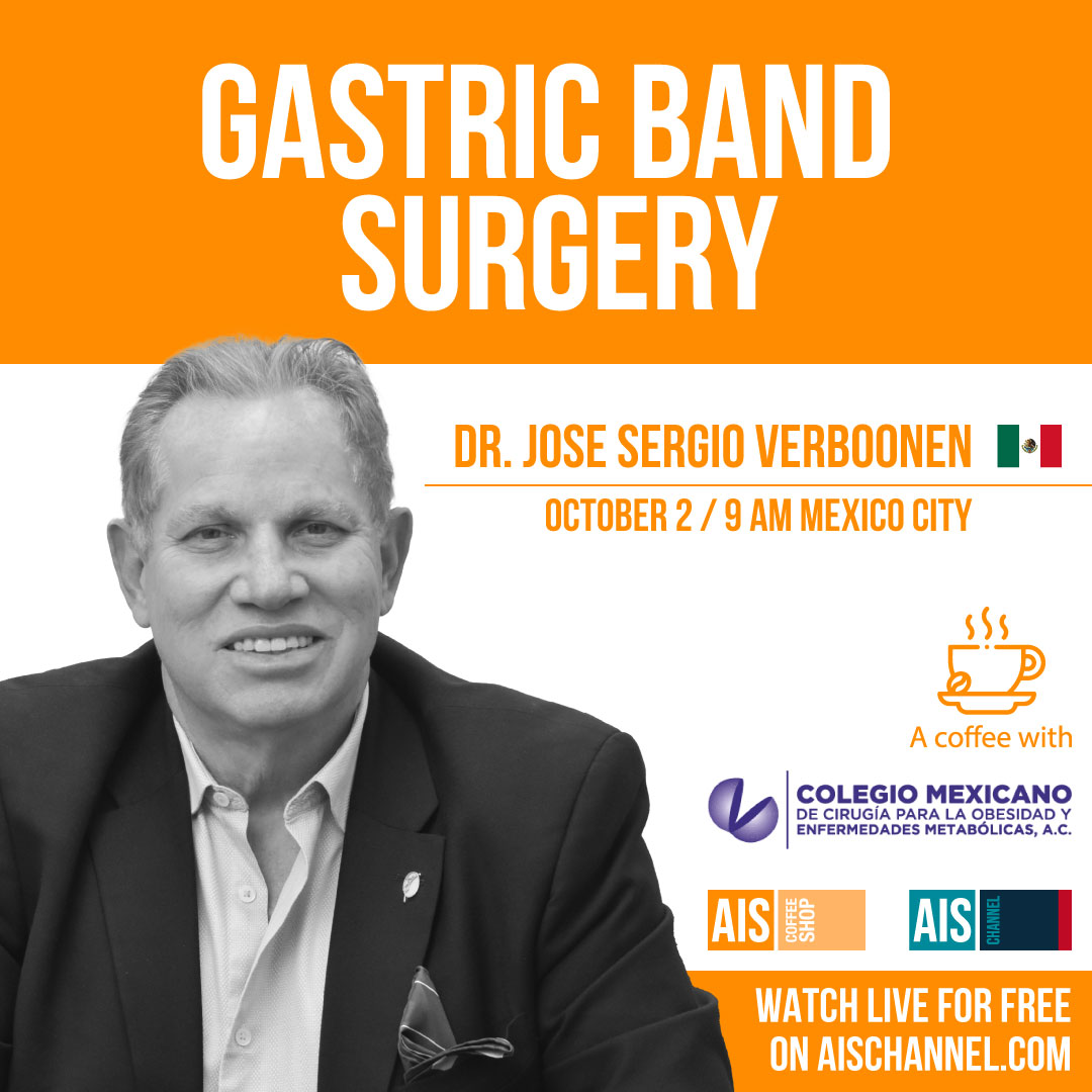 AISMedicalNet's tweet photo. Save the Date! 🗓️Oct2 at ⏰9am Mexico City time, 2pm CET, ☕A Coffee With Dr. @sverboonen from @ObesidadCMCOEM @obgcenter @ASMBS @Amce_amce @amcgmx @SMObesidad "Gastric Band Surgery" FREE Q&A session on https://t.co/izSCcnAWo7 #ACoffeeWith #BariatricSurgery #IamAIS #AISChannel https://t.co/holHpKXYEF