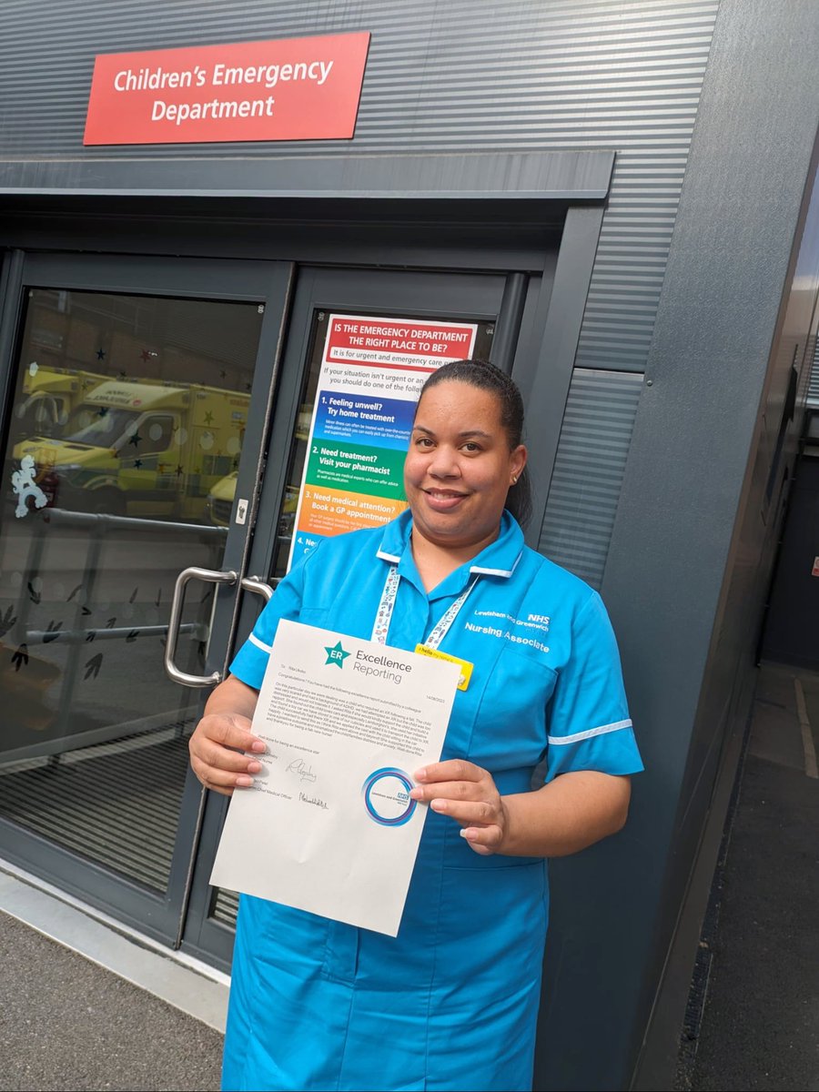 LGT_NAs's tweet photo. Amazing to see our recently qualified @NursingAssoc @LGT_NAs recognised for her excellent patient care at @LG_NHS Children A&amp;E. Rita went above and beyond to support a distress child. Well done👏
NG
#RegisteredNursingAssociates
#ProudMoment https://t.co/KU4u4lhCrN