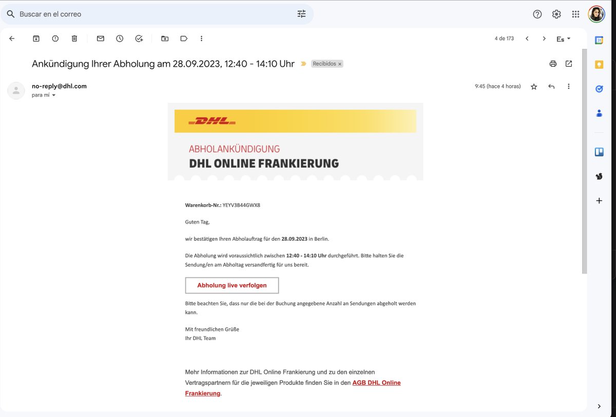 ArtePad_Store's tweet photo. @DeutschePostDHL I need help here! this is the second time that you came at a different hour than what you sent me in the email. So I need or my money back, or the pickup today at the hr that you wrote me. I need to respect the hour that you said in the email. https://t.co/IV1e0cM3Ux