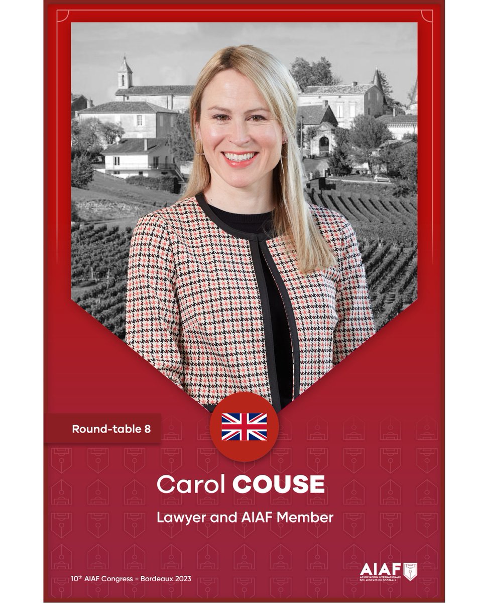 💥 Speaker Alert 💥

Delighted to announce that <a href="/CarolCouse1/">Carol Couse</a> will be joining us in Bordeaux as a guest speaker in RT 8 "Latest news on other FIFA Regulations”.

The event is fully booked with over 250 delegates from more than 40 countries!

🔗 More info: aiaf-law.com/10th-aiaf-cong…