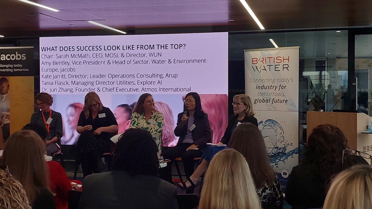 AtmosInt's tweet photo. Yesterday at @British_Water's Women on Water, Atmos' CEO and Founder Jun Zhang presented with panelists from @Arup, @explore_ai and @JacobsConnects on what success looks like from the top.

To find out what you missed, contact us here: https://t.co/YJNEbnRG4k

#womeninwater https://t.co/odXoF48SuA