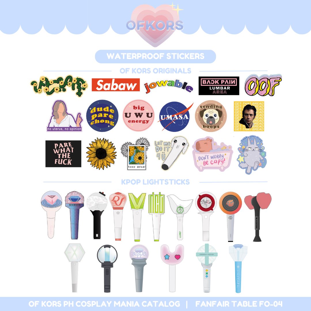 ‼️COSMANIA CATALOG ‼️RTs and likes are greatly appreciated! 🌸

D-1 to #CosplayMania2023!! 

New genshin acrylic shakers are now available and old designs are restocked ✨I have limited stocks per design though so run, don't walk!! 🏃‍♀️ 

#CosMania2023 #FanFairAtCosplayMania2023