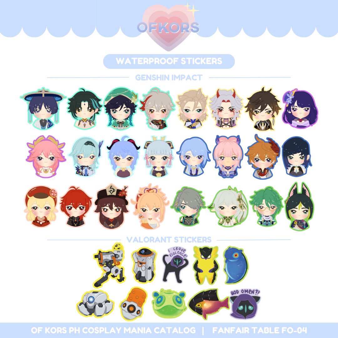 ofkorsph's tweet photo. ‼️COSMANIA CATALOG ‼️RTs and likes are greatly appreciated! 🌸

D-1 to #CosplayMania2023!! 

New genshin acrylic shakers are now available and old designs are restocked ✨I have limited stocks per design though so run, don't walk!! 🏃‍♀️ 

#CosMania2023 #FanFairAtCosplayMania2023 https://t.co/KgVljmAX5O
