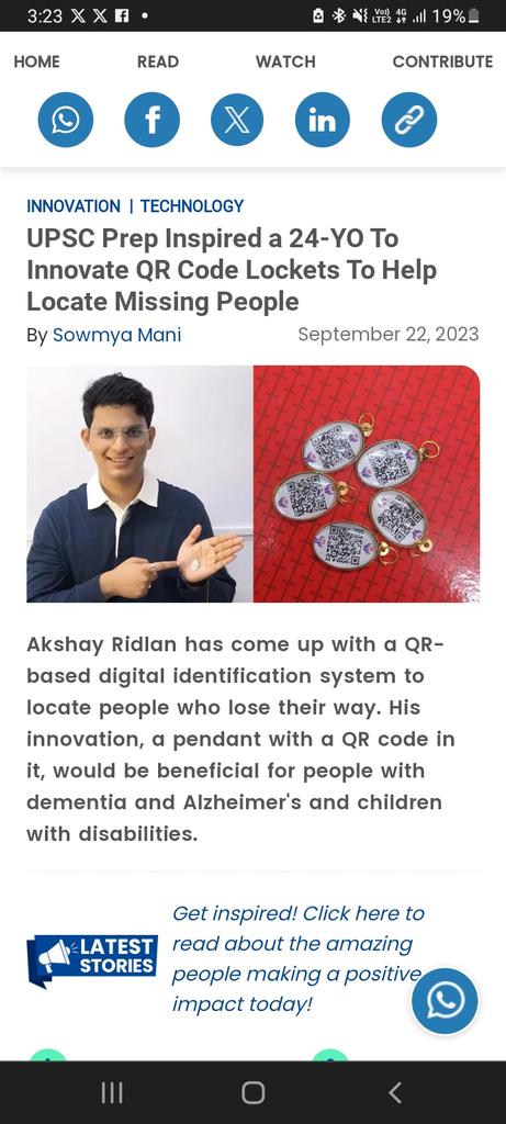 projectchetna's tweet photo. "Kudos to @the_hindu for shining a spotlight on our initiative: equipping the elderly and specially-abled children battling Alzheimer's or dementia with QR-based pendants. https://t.co/sVr4Ci2dus https://t.co/brQJuH5npS