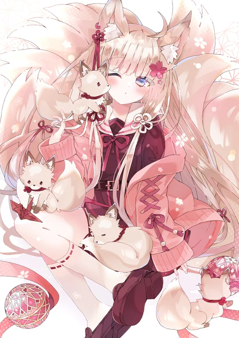 #過去に伸びた1枚を載せてまた伸びるのかチャレンジ けもみみ女子高生ちゃん...! 