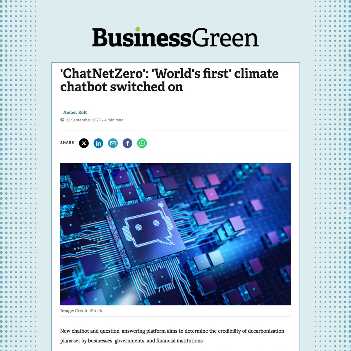 arboretica's tweet photo. Check out some reports on #ChatNetZero👇

📰 The National News: https://t.co/gIRotjaIdN

📰 Business Green: https://t.co/pBfVgr7Bo4

📰 https://t.co/S9YXBdPuS8: https://t.co/ZD7zLsCPXQ 

For additional information, email info@arboretica.com. 

@NetZeroTracker @datadrivenlab 
#LLM https://t.co/hUziHhai9u