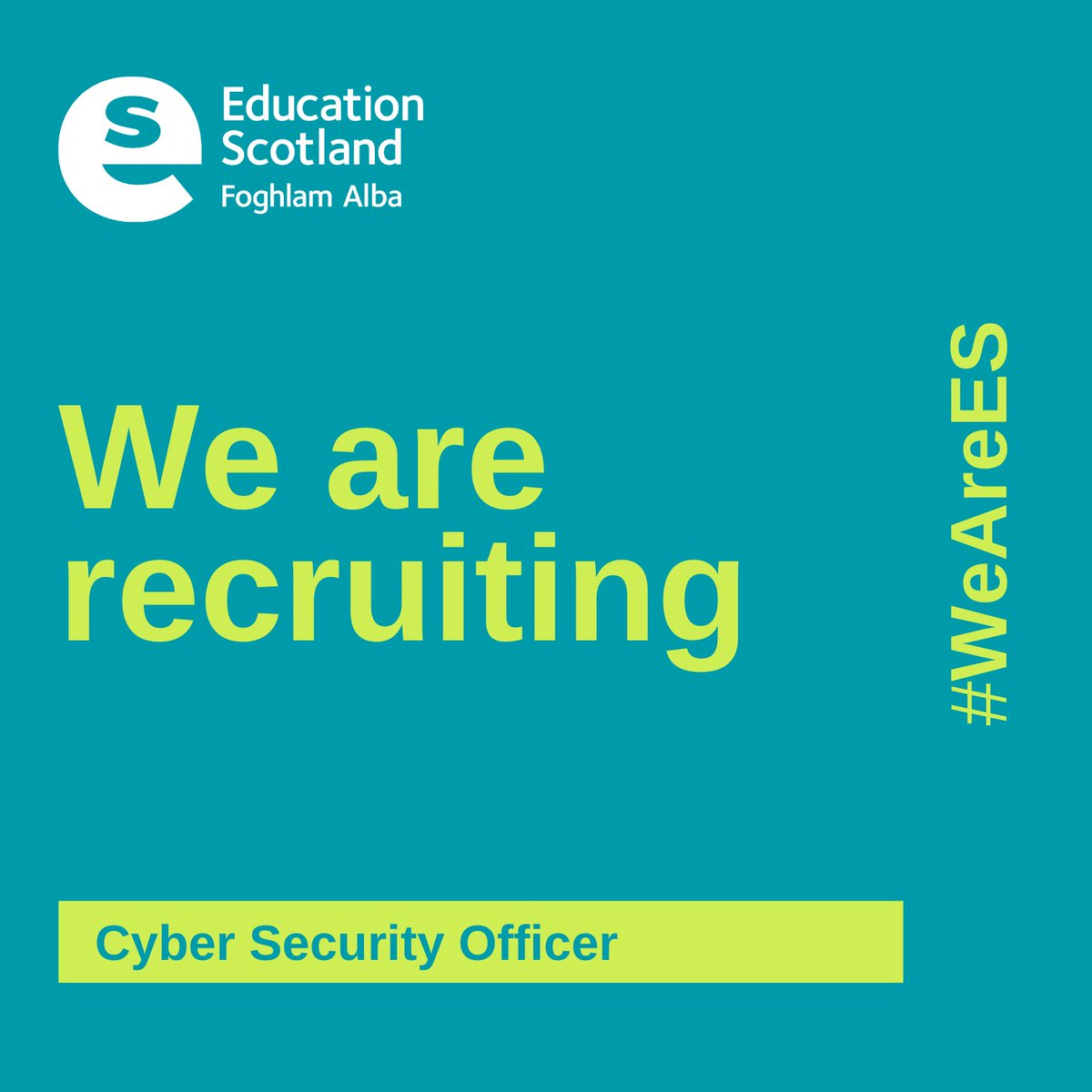 EducationScot's tweet photo. Are you passionate about Information and Cyber Security? Then apply to join #TeamES as Cyber Security Officer! Find out more about this role and apply by 18 October. https://t.co/kMBnQ6y434 https://t.co/ob9beZBsZv
