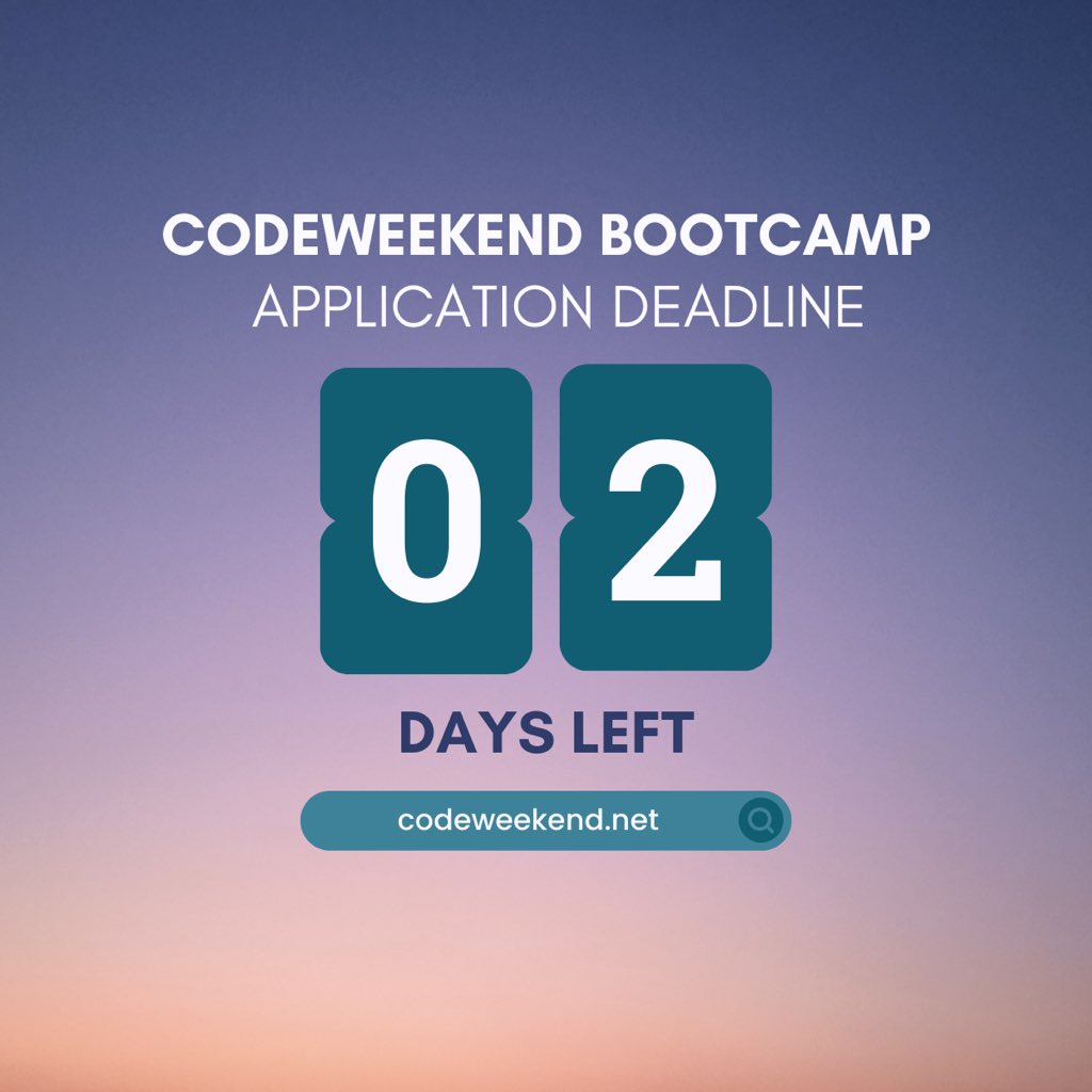 CodeWeekend's tweet image. Haven’t applied for Codeweekend 2023 cohort yet? Don’t worry 😉 application is still open but only TWO days left until the application link closes! 
Hurry up. Application link : bit.ly/codeweekend-20…