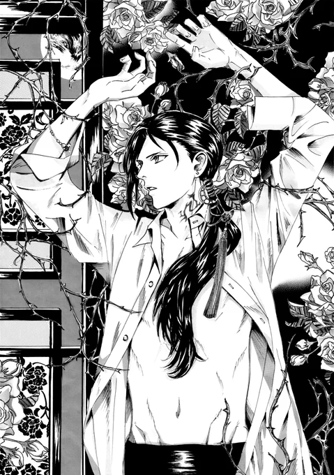 #中秋の名月に李月龍さんを愛でよう2023
今年も素敵タグをお借りして、秋の夜の美しい満月と月龍若様を共に愛でさせて下さい♥🌕🐉チャイナローズの別名が月李花と言うらしく花言葉も「愛を求める」とか「嫉妬」とか彼にぴったりじゃないですか・・というわけで月下の薔薇に囚われた月龍様らくがき🌹 