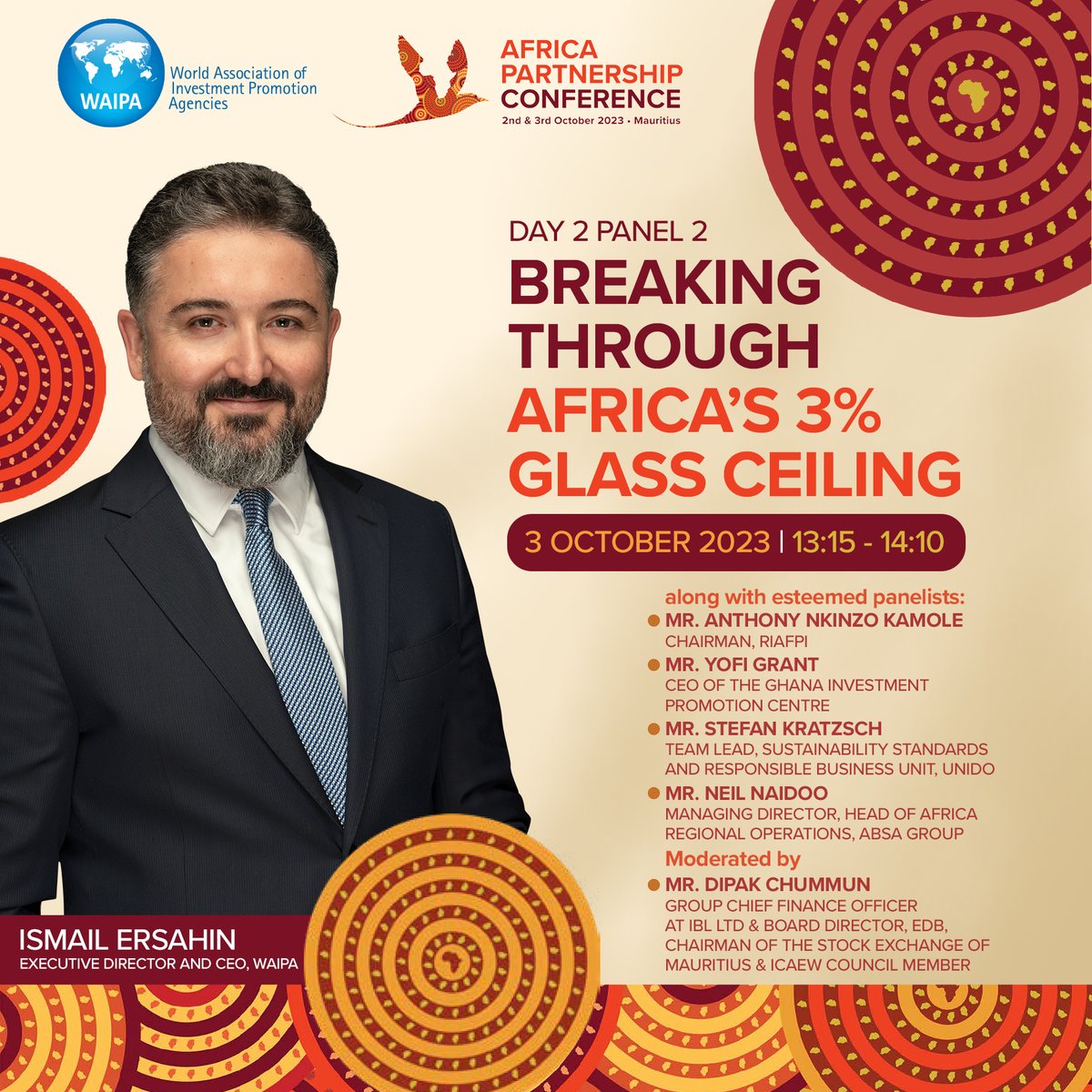 Join him and other industry leaders on October 3rd for their insightful discussion in Panel 2: "Breaking through Africa's 3% Glass Ceiling," as they discuss strategies for shattering barriers and driving growth in Africa.

For more info visit: lnkd.in/dNNg-sqh