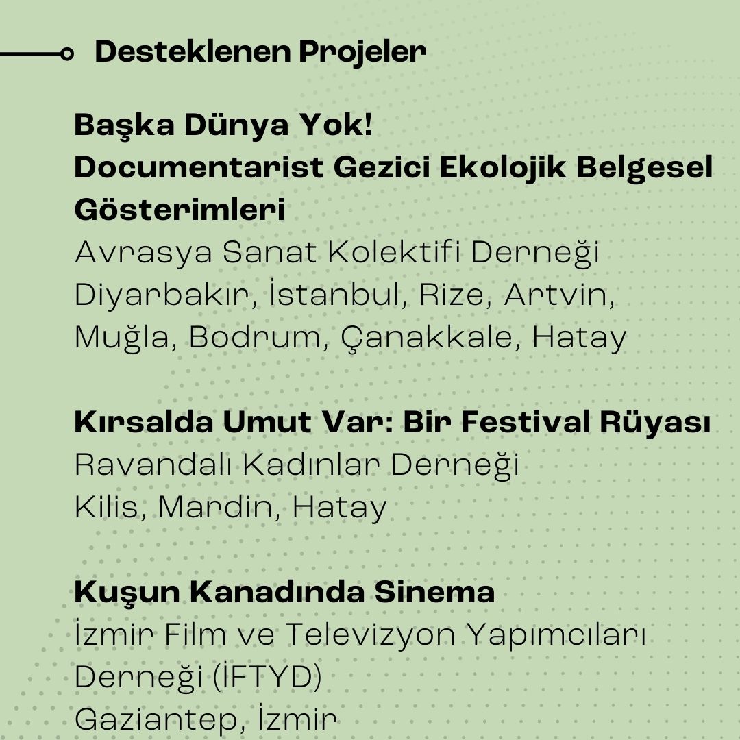 Önümüzdeki bir yıl boyunca sekiz kenti dolaşacak olan "Başka Dünya" Yok!  başlıklı gezici belgesel gösterim programımız <a href="/CultureCivic/">CultureCIVIC: Kültür Sanat Destek Programı</a> tarafından desteklenen projeler arasında. Yerel partnerlerimiz ve seyirciyle buluşmak ve belgeselleri onlarla buluşturmak için gün sayıyoruz!