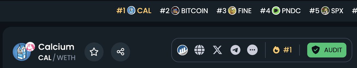 CalciumERC's tweet photo. $CAL is #1 on @DEXToolsApp for the third day in a row 🔥

You can't avoid it, you NEED it...🥛🥛 https://t.co/oqUzShtiEk