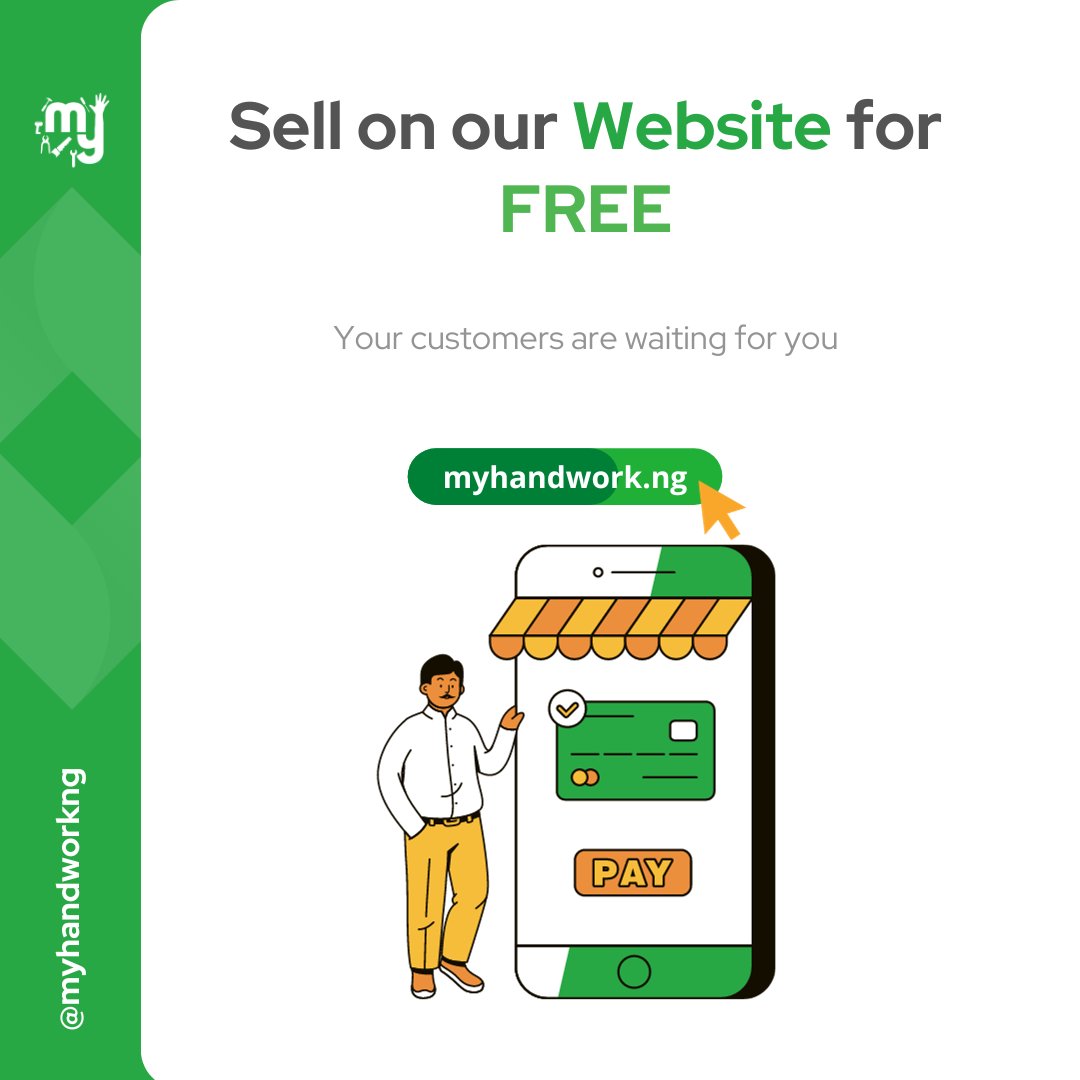 myhandworkng's tweet photo. Sell your market items online from anywhere in Nigeria
Increase your business sales with access to unlimited customers.

Barcelona Davido Vodafone Peter Obi Naira Marley Sam Larry Roma Osimhen Napoli Mercy Eke Active https://t.co/xpwTIihYjv