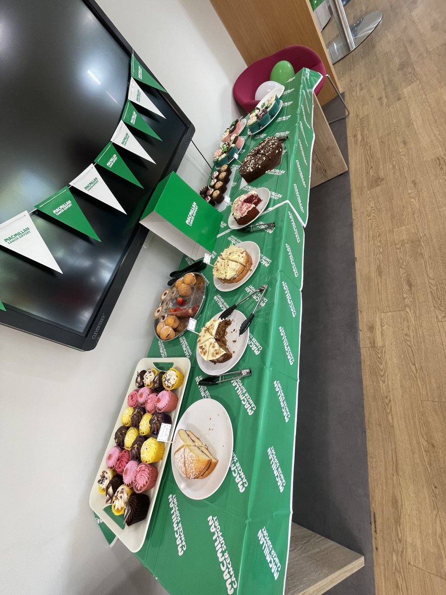 Thank you to all our employees who came and supported our #macmillancoffeemorning . Lots of lovely treats and great company raising funds for an amazing cause. 💚🍰🧁💚