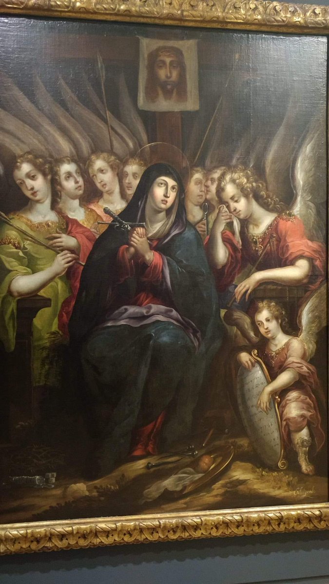 Buenos días!

No estudio por saber más, sino por ignorar menos
-Sor Juana Inés de la Cruz, s. XVII 
<a href="/Gerardozusol/">Gerardo solis</a>
#art
La Dolorosa" 1680-1689 Cristóbal de Villalpando.
Museo Soumaya #CDMX 
Óleo sobre lienzo.
7 ángeles rodean, y evocan los 7 dolores de María.
Vía: Gerardo Herrera