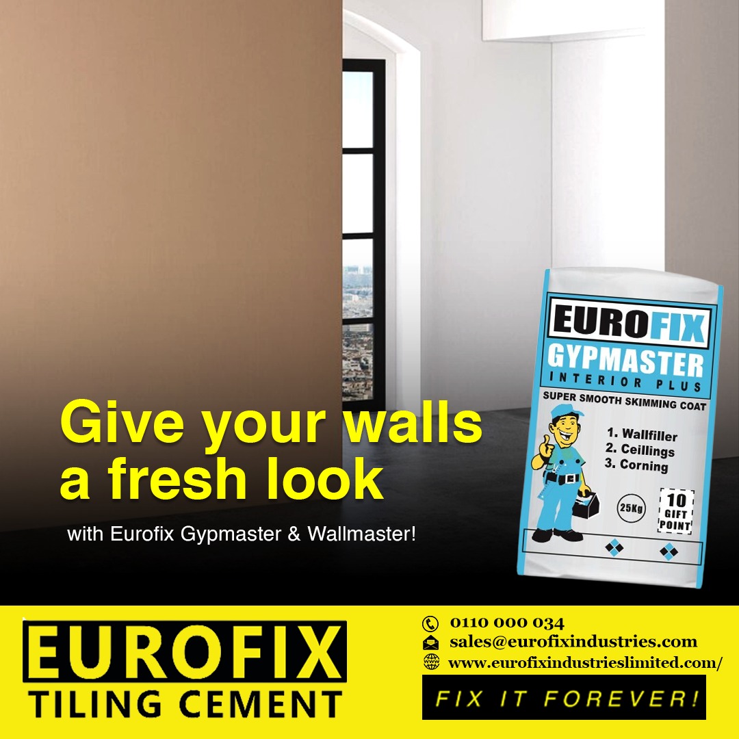 EurofixLtd's tweet photo. Make your walls look flawless inside your home with Eurofix gypmaster!

Easily purchase it from the nearest Eurofix outlet or hardware shop.

For assistance, kindly contact 0110000034
📩sales@eurofixindustries.com
🌐https://t.co/tIGUMD9zjb

#fixitforever #tambulikanaeurofix https://t.co/QdQOXV9QnK