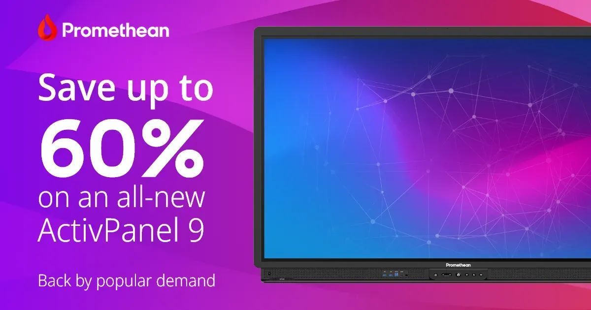 EducatorMagUK's tweet image. Its back! Unlock up to 60% off an ActivPanel 9. Promethean will subsidise one ActivPanel 9 purchase for all customers in the UK &amp;amp;amp; Ireland for orders placed before the 31st of December 2023. buff.ly/3LIbG8a #ActivPanel9 #Learningtransformed