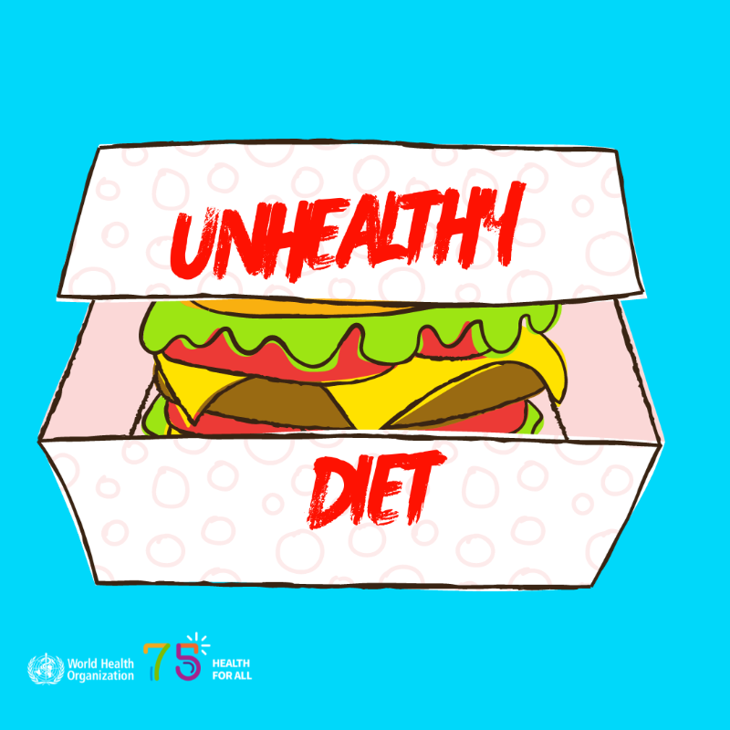 WHO's tweet photo. Today is #WorldHeartDay!

These risk factors put your heart ♥️ at risk: 
❗️Unhealthy diet
❗️Drinking too much alcohol
❗️Tobacco
❗️Air pollution
❗️Not moving enough