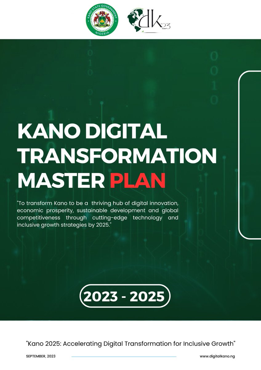 ilusadiq's tweet photo. Introducing the "Kano Digital Transformation Master Plan", a blueprint that envisions a thriving hub of digital innovation, economic prosperity, sustainable development, and global competitiveness for our beloved city by 2025
 https://t.co/IAjEY3uhtC 
#DigitalKano2023 https://t.co/eWByKQ7w16