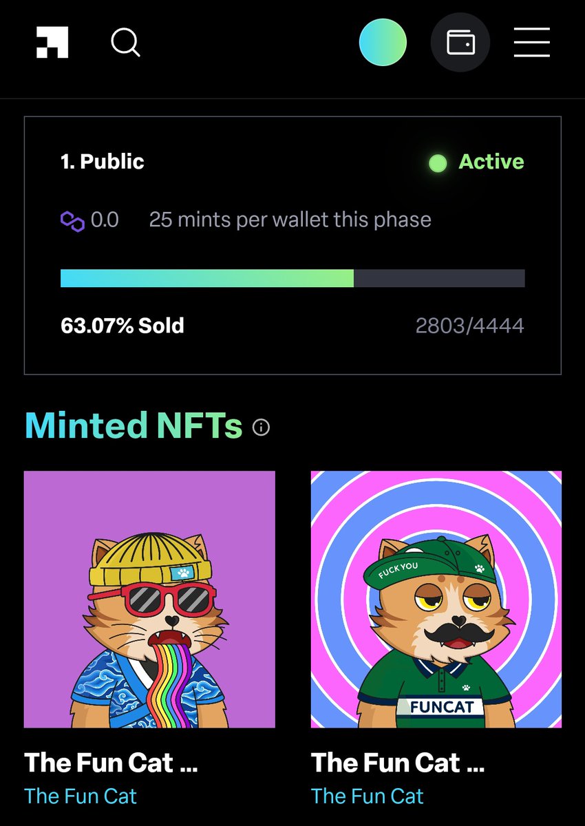 TheFunCat's tweet image. Meow😺,Mint Still Live! 📢

The Fun Cat is still available on @LaunchMyNFT,4444 in supply, priced at 0.00 $MATIC

Mint on 👉 launchmynft.io/collections/0x…

Powered By @0xPolygon ⚡
#MATIC #NFTCommunity #mint #NFTCollection #NFTsales #PolygonCommunity #onPolygon #LaunchMyNFT #TheFunCat