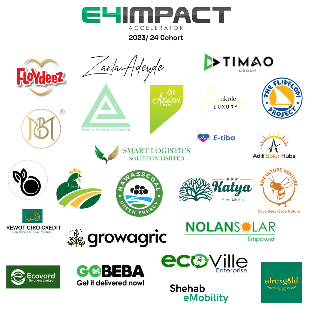 E4ICenterKenya's tweet image. E4Impact Kenya is excited to officially introduce the 2023/24 #E4ImpactAccelerator cohort. Forming this cohort are #enterprises drawn from various sectors of the #economy that are crucial in achieving #SustainableDevelopment. 

🤝Now, the journey to enhancing #impact begins!