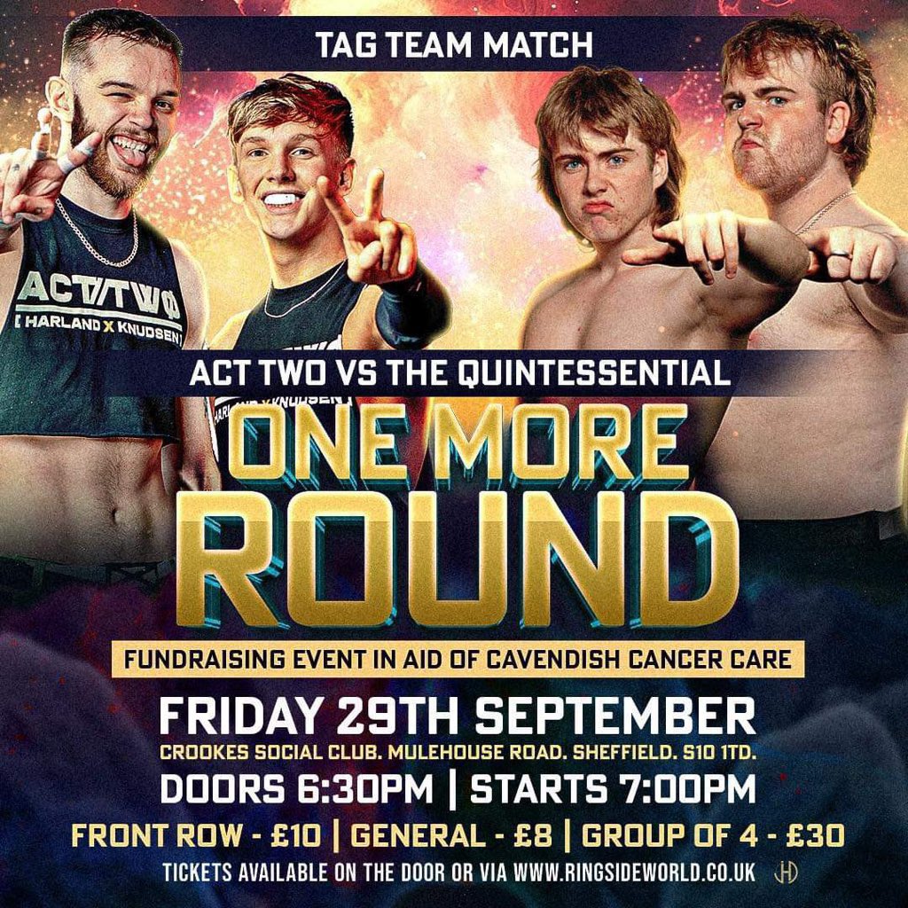 ITS TODAY !!

TICKETS ARE STILL AVAILABLE ON THE DOOR!!

Fundraising In Aid Of <a href="/CavCancerCare/">Cavendish Cancer Care</a> 

One More Round 
September 29th
<a href="/CrookesSocial/">Crookes Social Club</a> #SHEFFIELD

<a href="/Act_Two_/">Act Twø 🎭</a> (<a href="/jackknudsen01/">Jack Knudsen🎭</a> &amp; <a href="/SweetPrinceBH/">Benjamin Harland 🎭</a>) Vs The Quintessential 
(@SendPud and @REALCMQ)