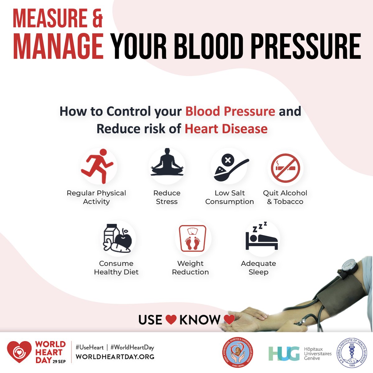 World Heart Day 2023❤️
Use ❤️ Know ❤️
Cardiovascular disease is leading cause of death globally.
But did you know? 80% of these deaths are preventable.
#UseHeart #knowheart #WorldHeartDay2023 
#khdcnepal