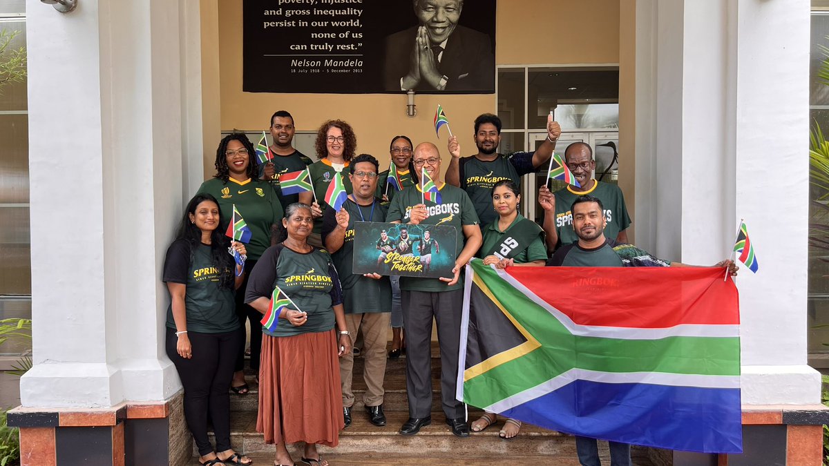 SAHCom_Colombo's tweet photo. Manifesting, all the way from Colombo, the @Springboks returning to South Africa with the #WebbEllisCup, for the 4th time 

#GoBokke #rugbyworldcup2023 

@DIRCO_ZA https://t.co/Ve4giAMIDu