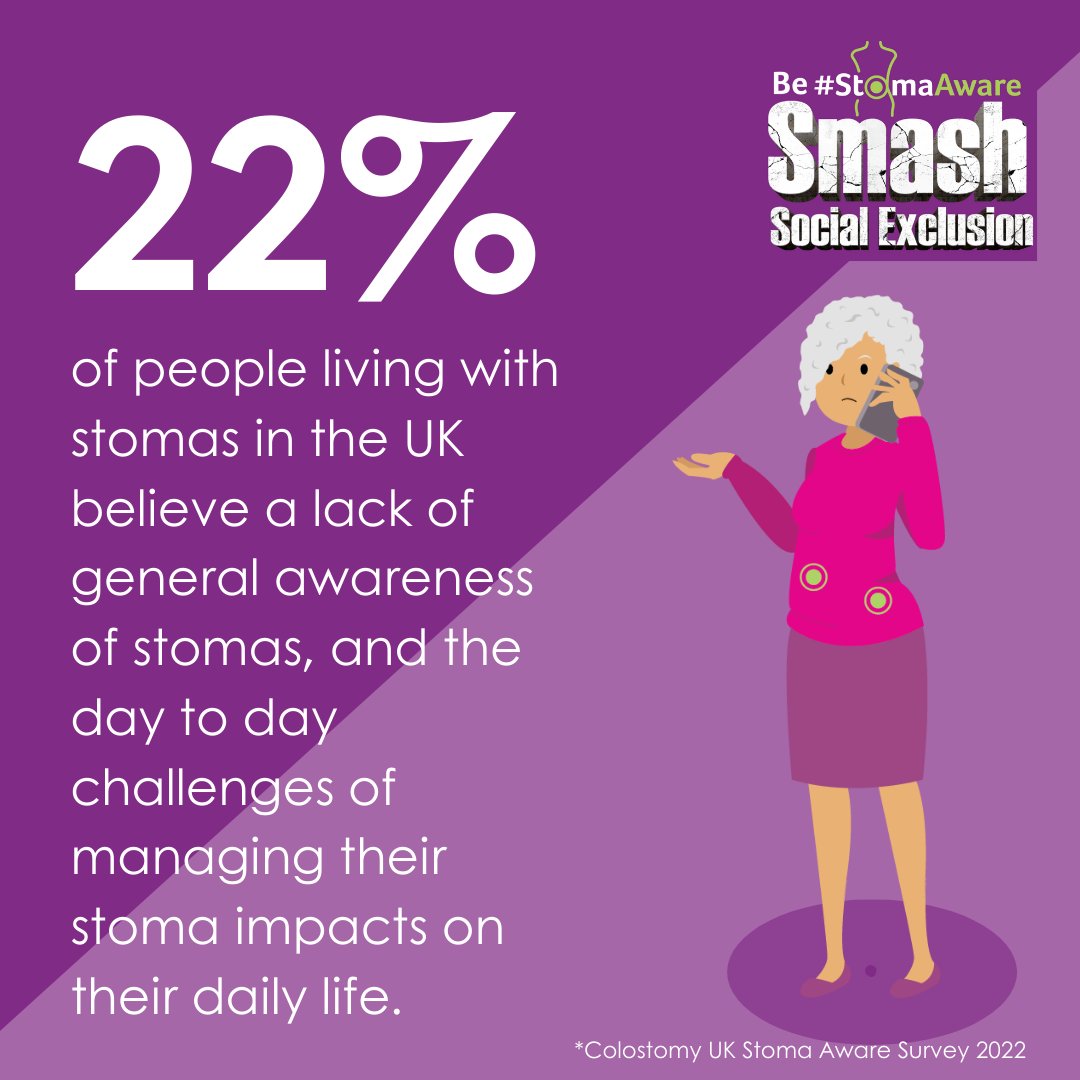 Ignorance & a lack of suitable facilities create barriers that leave many of the over 200,000 people in the UK living with stomas feeling socially excluded. On October 7, we're asking you to join us to Smash Social Exclusion for those living with stomas colostomyuk.org/campaigns/smas…