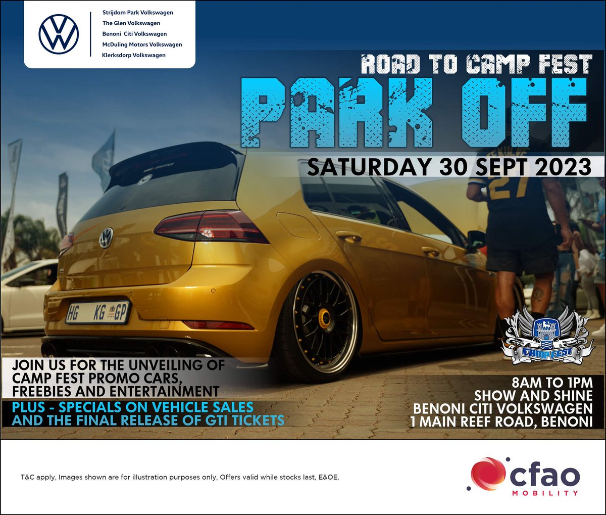 SA_CampFest's tweet image. Reminder: Benoni Citi VW - 30th Anniversary celebration this Saturday. 📌
#ShowAndShine #FinalPhase #CFAO #Volkswagen #SouthAfrica