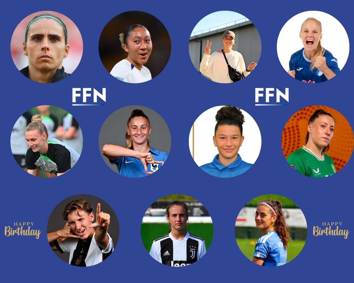 femmesfootnews's tweet photo. Belle journée à toutes et à tous 🙏

🎂 Joyeux Anniversaire à :
🇫🇷 Jessica Houara-d’Hommeaux
🏴󠁧󠁢󠁥󠁮󠁧󠁿 Lauren James
🇮🇸 Sara Björk Gunnarsdóttir
🇩🇪 Leonie Maier
🏴󠁧󠁢󠁳󠁣󠁴󠁿 Jenna Clark
🇫🇷 Pauline Haugou
🇩🇿 Emma Smaali
🇮🇪 Lucy Quinn
🇩🇪 Pauline Deutsch
🇮🇹 Margherita Brscic
🇮🇹 Miriam Picchi https://t.co/Z6va4HKMmc