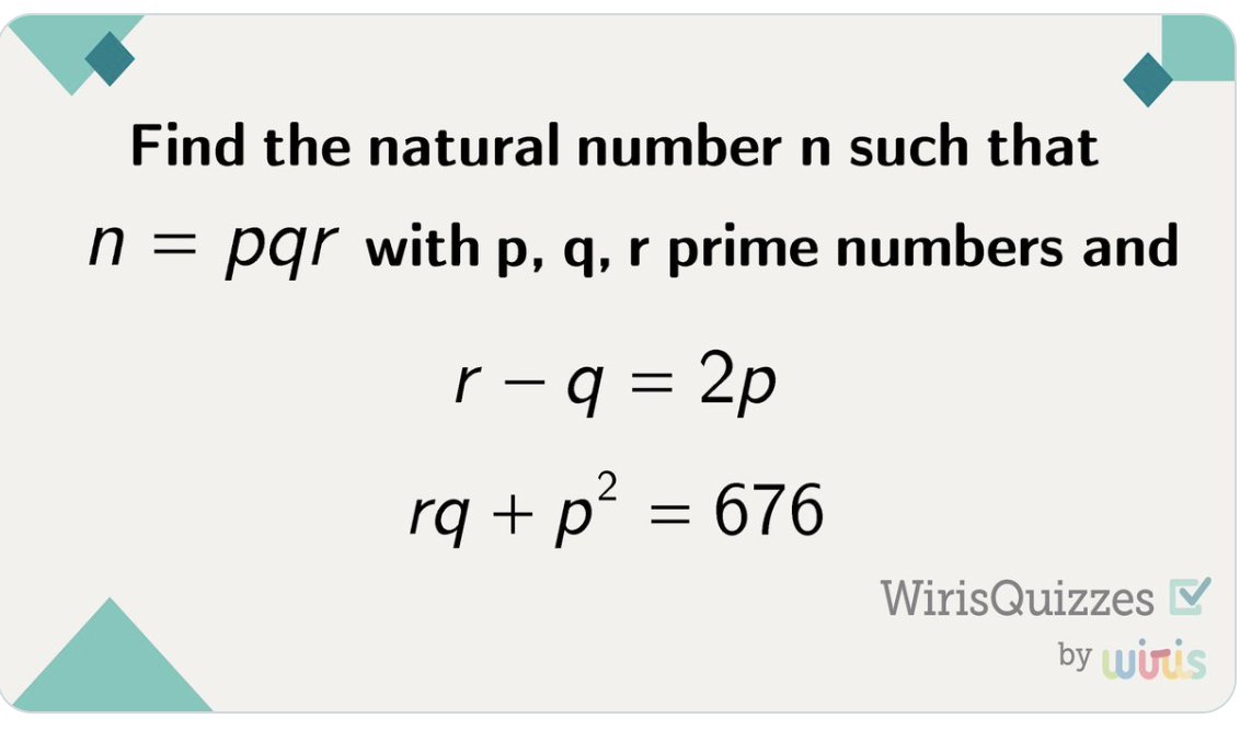 MikeE_3_14's tweet image. חידה מתמטית להיום:

#Mathematics #WirisQuizzes #exercises