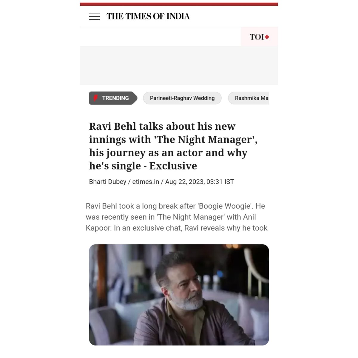 '🌟 Ravi Behl opens up about his exciting 'Night Manager' journey, the actor's life, and his solo adventures in this exclusive interview! 💬🎬 

@timesofindia

#expansionpr #timesofindia #RaviBehl #TheNightManager #ExclusiveInterview #ActorLife #SoloAdventures'