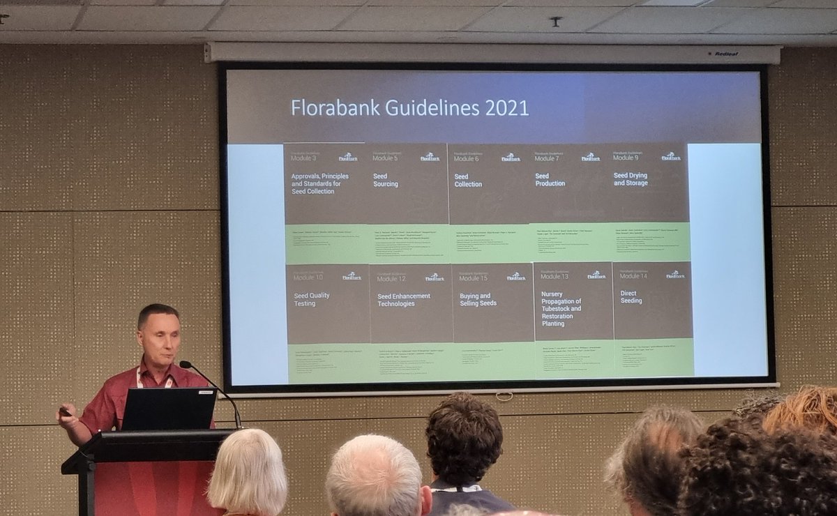 Paul Gibson Roy showcases the Florabank Guidelines at #SER2023 @ANPlantC @GreeningAust