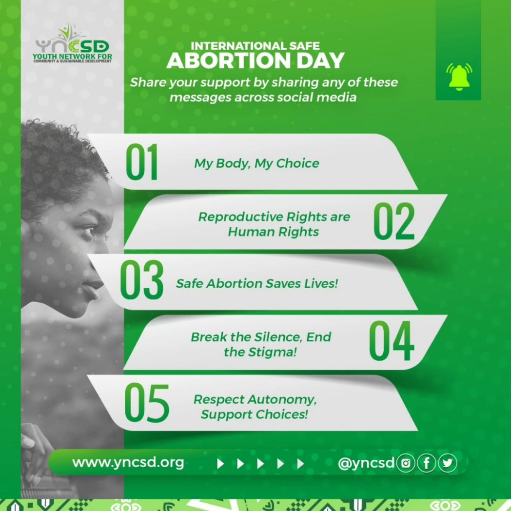 yncsd's tweet photo. On International Safe Abortion Day, let's stand together for reproductive rights and safe choices. Join us in supporting the vital advocacy work of @yncsd for safe abortion access Together, we can make a difference!
#YNCSD
#Sept28
#UnstoppableMovement
#AbortionSolidarity https://t.co/PbbA1G5r5p