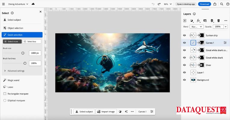 dataquestindia's tweet photo. @Photoshop , the beloved photo editor, now on the web with AI tools like Generative Fill and Expand. Streamlined interface, seamless collaboration. #PhotoshopWeb #AI #PhotoEditingChallenge
Read More: https://t.co/Dj5Ub296UO https://t.co/beXxej2Kkb